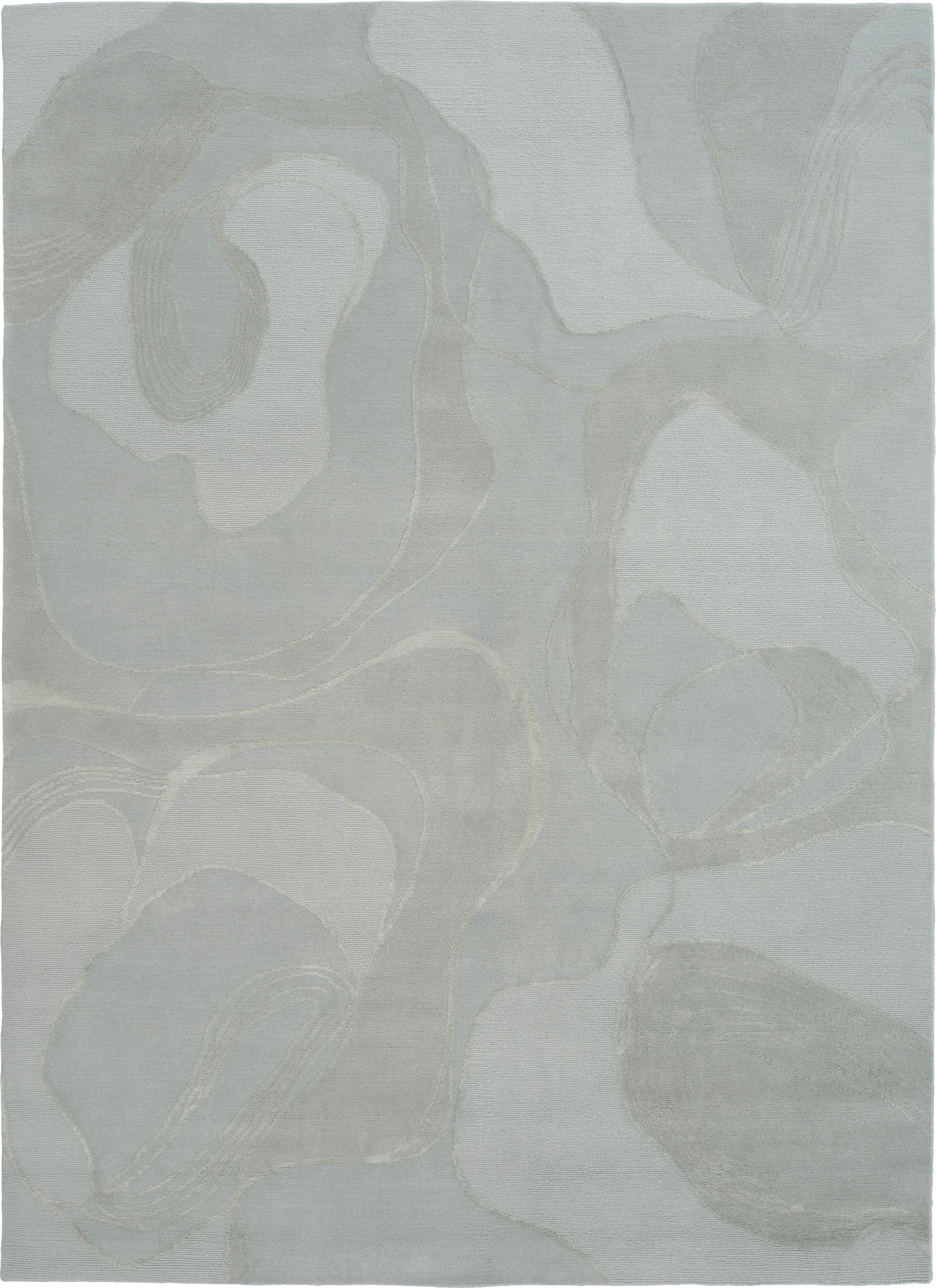 Hand-Knotted 'Aquaverse' Handmade Rug by Linie Design, Watertopia, 240 cm, Mint, Wool & Silk For Sale