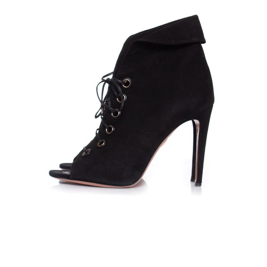 Women's Aquazurra, Black suede Eva ankle boots. For Sale