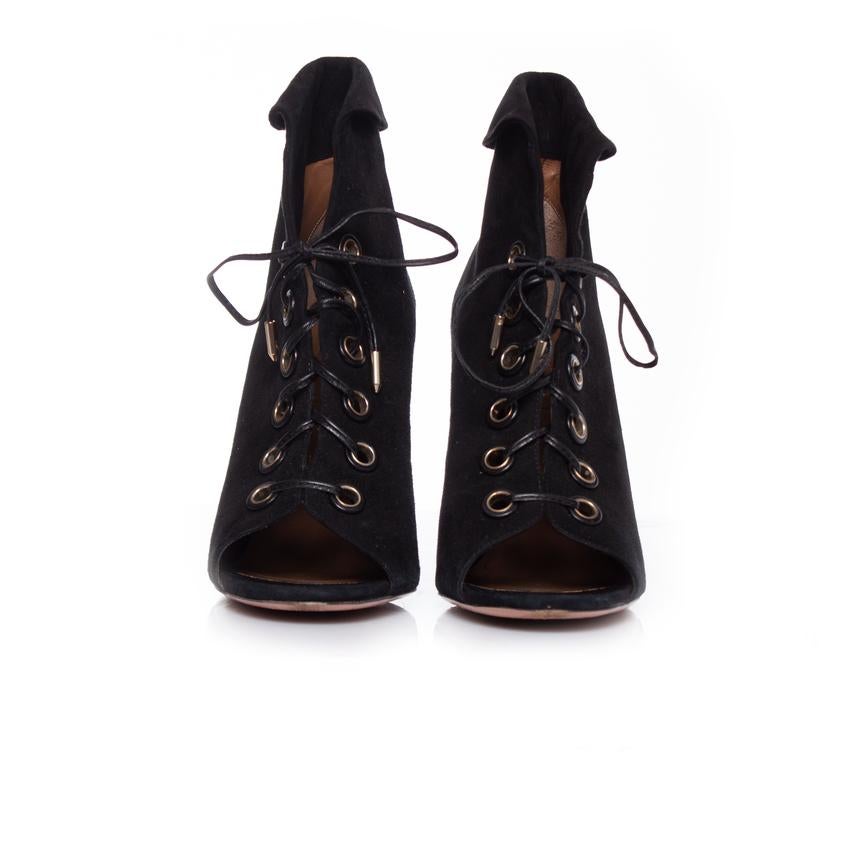 Aquazurra, Black suede Eva ankle boots. For Sale 2