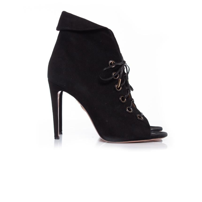 Aquazurra, Black suede Eva ankle boots. For Sale 3