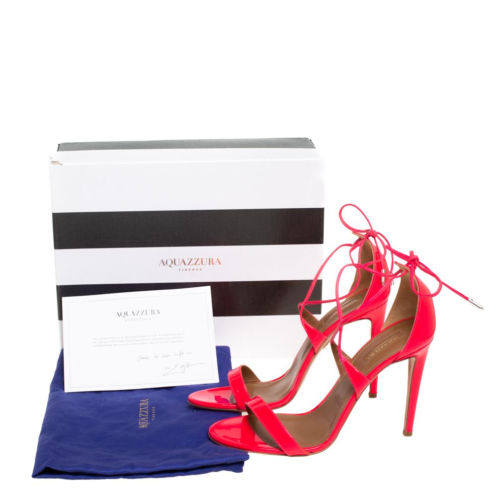 Aquazurra Pink Patent Leather Linda Sandal Size 39 3