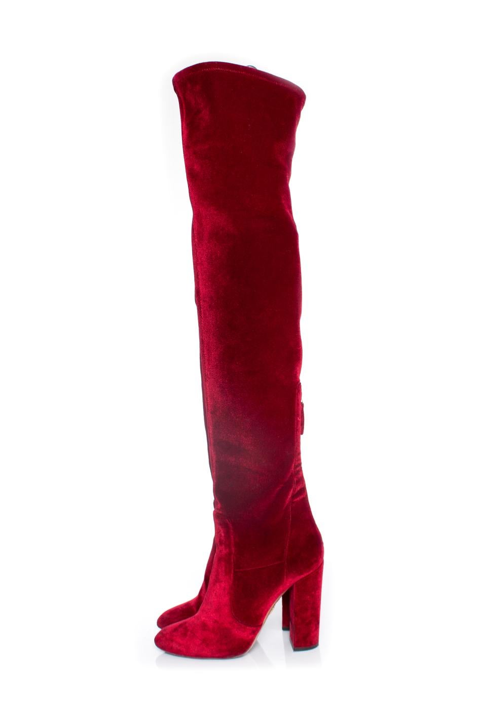 Women's Aquazurra, velvet over the knee boots For Sale