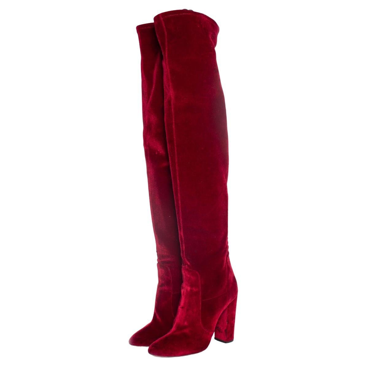 Aquazurra, velvet over the knee boots For Sale