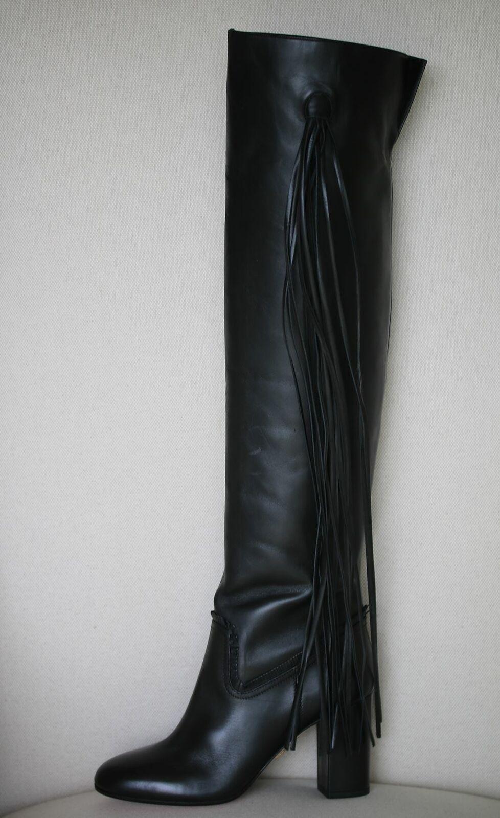 Black Aquazurra Whip It Leather Over-The-Knee Boots