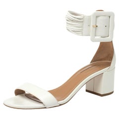 Aquazurra White Leather Casablanca Sandals Size 38.5