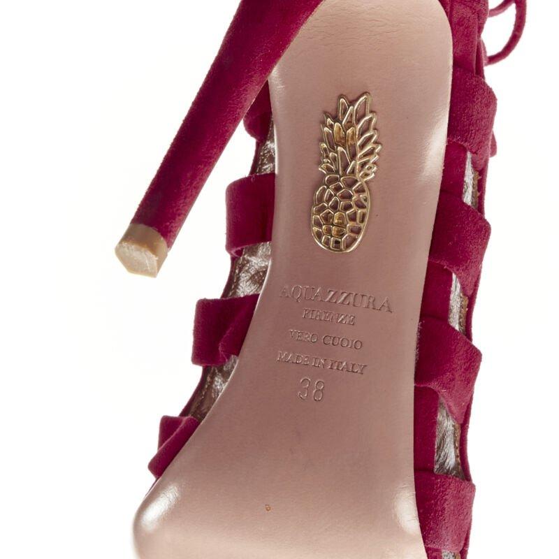 AQUAZZURA Amazon dark red suede lace up sandals high heels EU38 For Sale 5