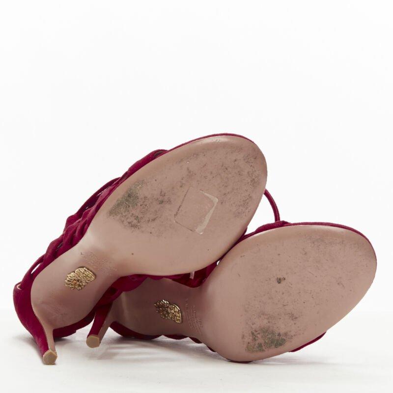 AQUAZZURA Amazon dark red suede lace up sandals high heels EU38 For Sale 6