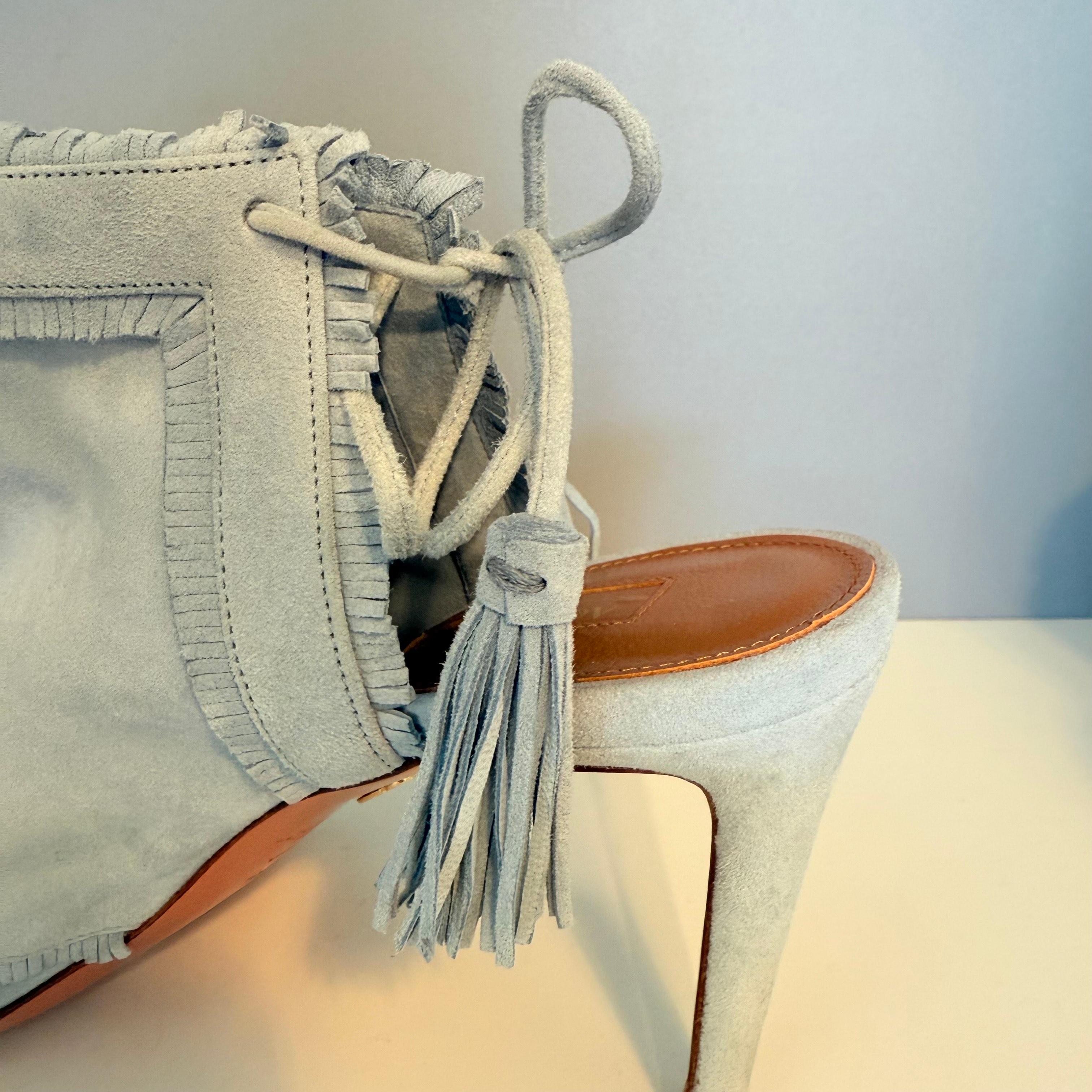 Aquazzura Azure Suede Open Toe IT 38 in vendita 1