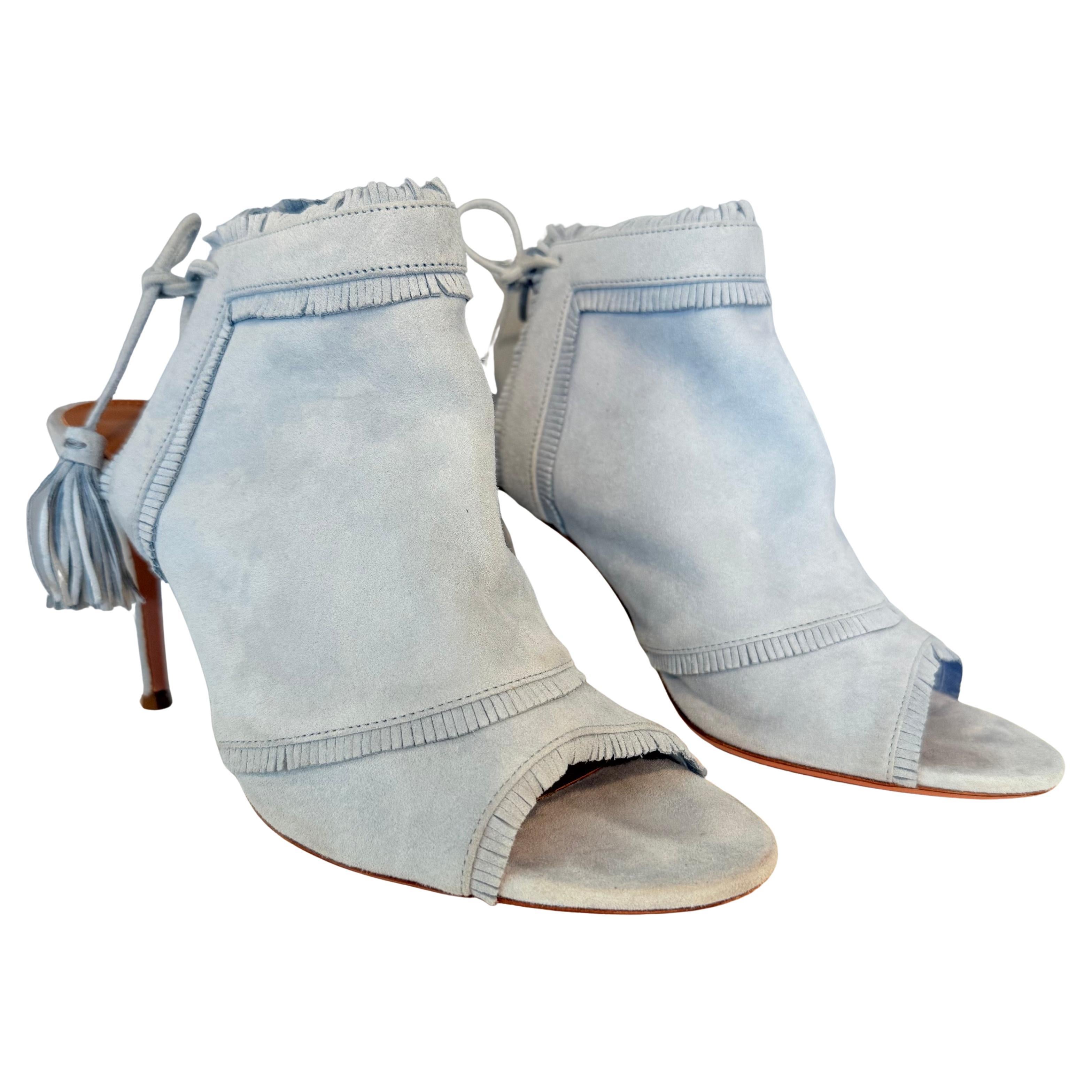 Aquazzura Azure Suede Open Toe IT 38 in vendita