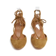 Aquazzura Ballerines Christy EU38,5 Dunkelbeige Wildleder Ballettschuhe UK5.5 US8