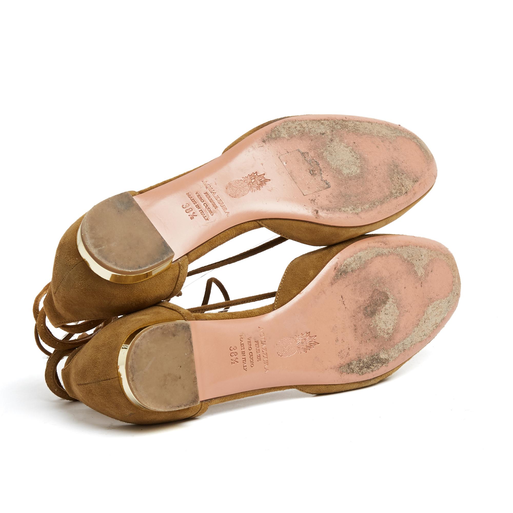 Aquazzura Ballerines Christy EU38.5 Chaussures de ballet plates en daim beige foncé GB5,5 US8 Pour femmes en vente