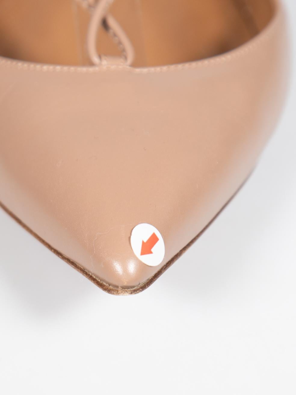 Aquazzura Beige Leather Christy Flats Size IT 38.5 For Sale 2