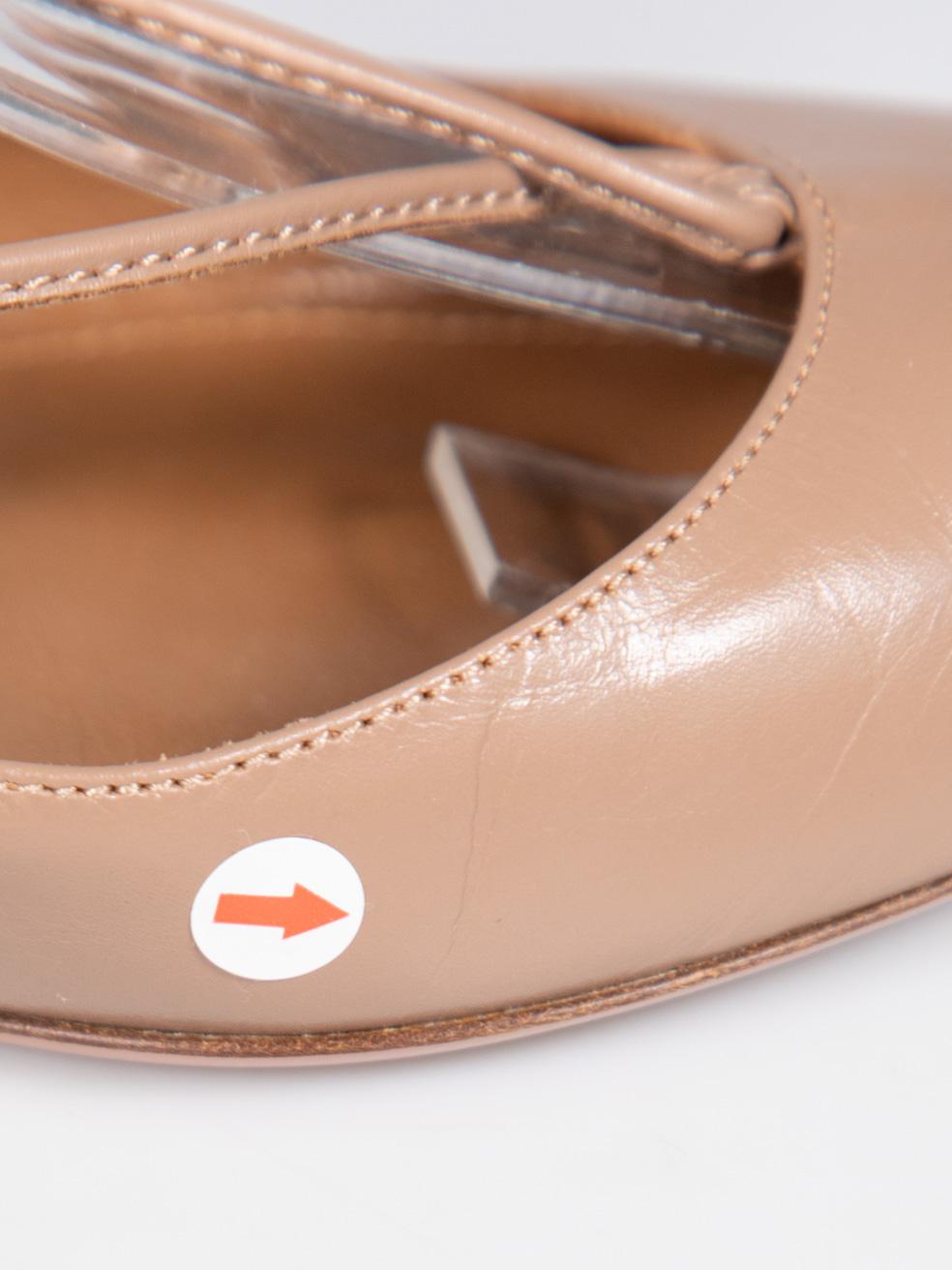 Aquazzura Beige Leather Christy Flats Size IT 38.5 For Sale 4