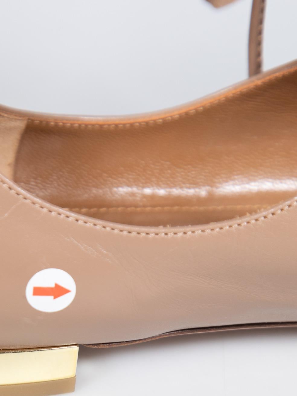 Aquazzura Beige Leather Christy Flats Size IT 38.5 For Sale 5
