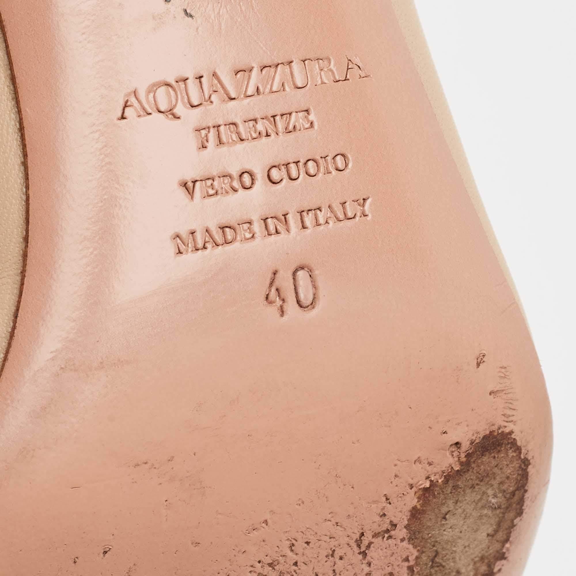 Aquazzura Beige Leather Minute Mules Size 40 3