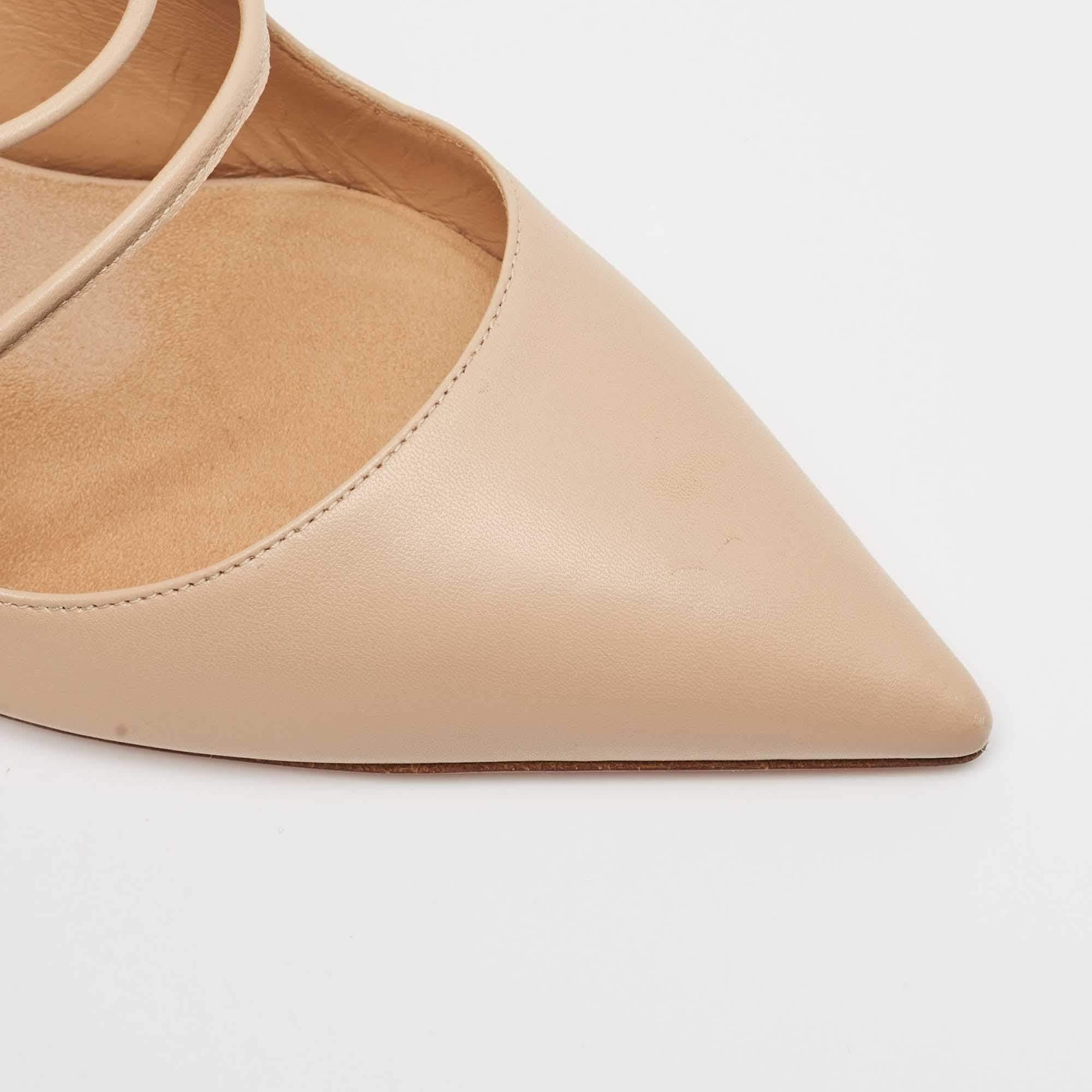 Aquazzura Beige Leather Minute Mules Size 40 4