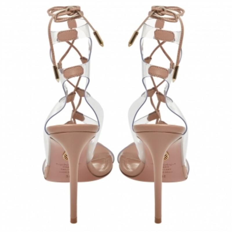 Women's Aquazzura Beige PVC And Leather Milos Sandals Size 36 For Sale