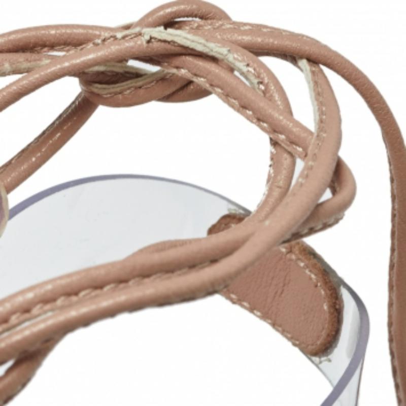 Aquazzura Beige PVC And Leather Milos Sandals Size 36 For Sale 1