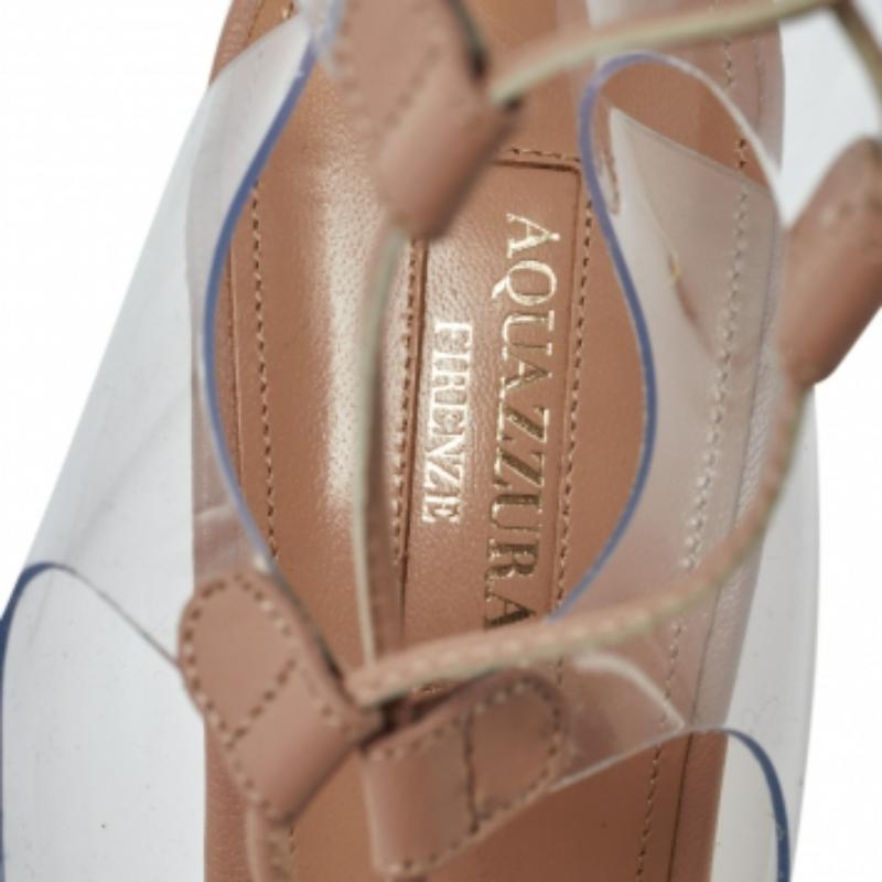 Aquazzura Beige PVC And Leather Milos Sandals Size 36 For Sale 2