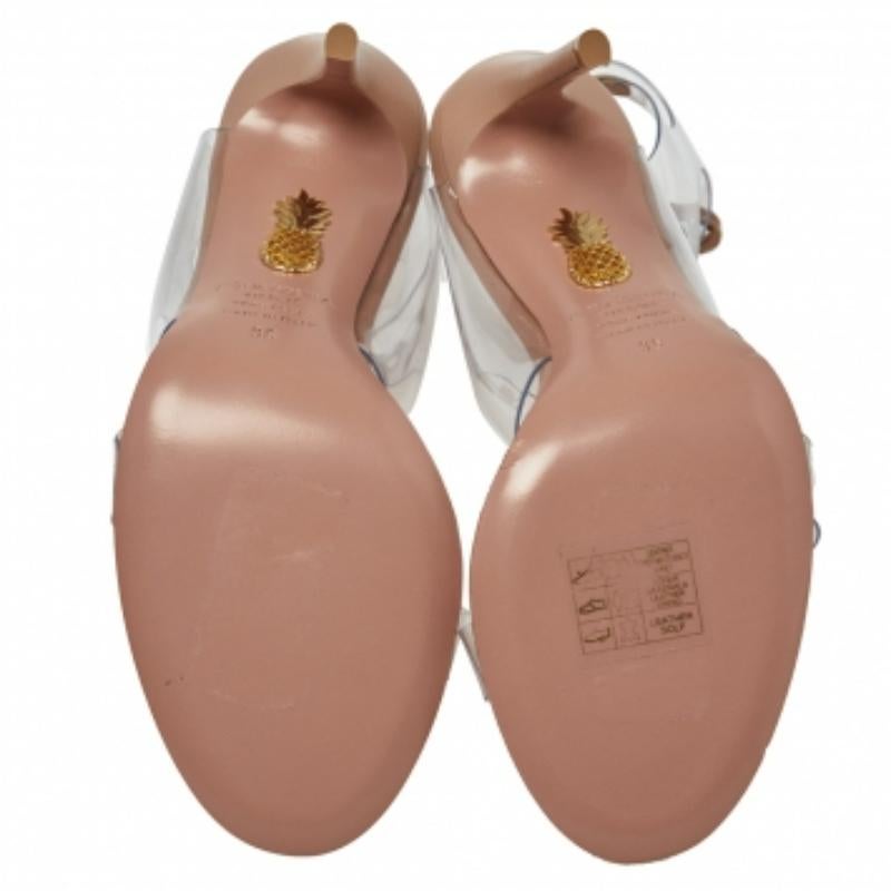 Aquazzura Beige PVC And Leather Milos Sandals Size 36 For Sale 3
