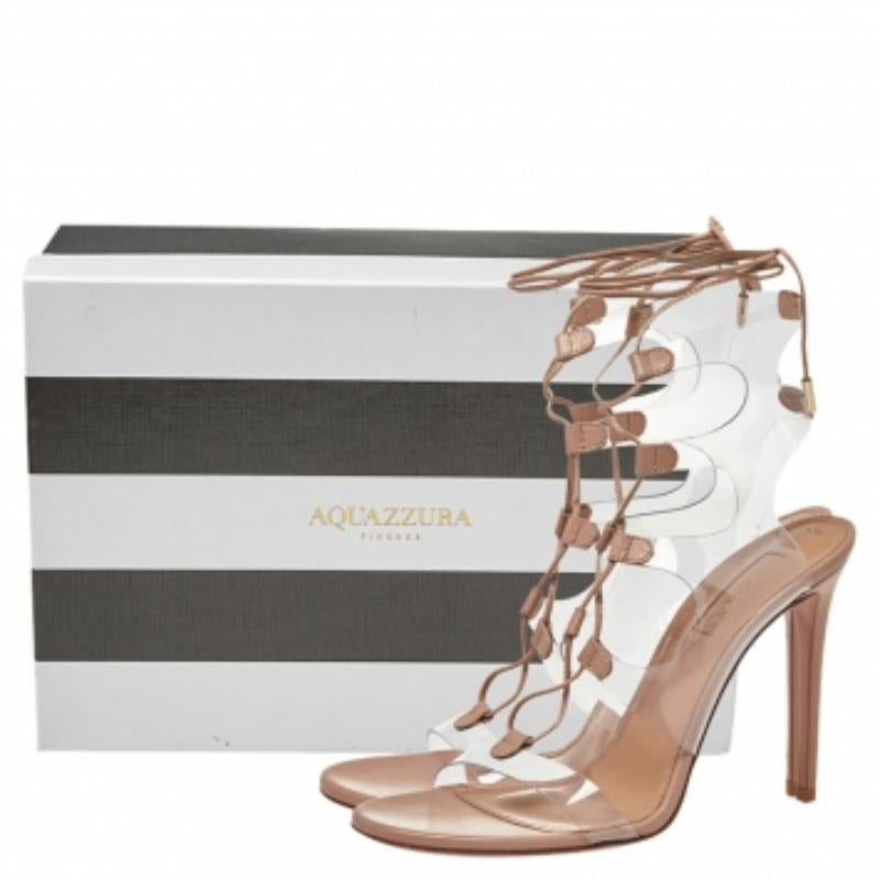 Aquazzura Beige PVC And Leather Milos Sandals Size 36 For Sale 5