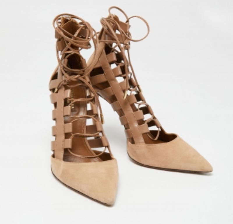 Beige Aquazzura escarpins Amazone beige en daim et cuir, taille 40