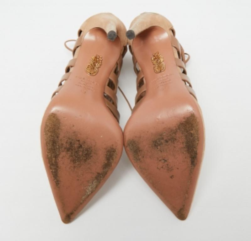 Aquazzura escarpins Amazone beige en daim et cuir, taille 40 2