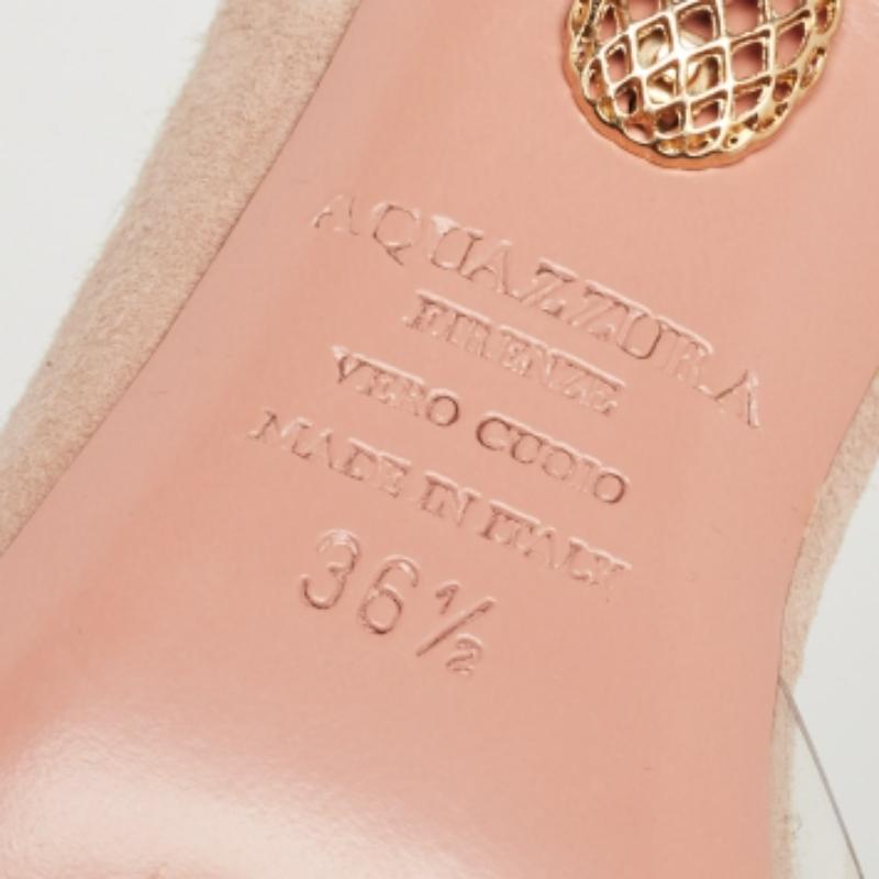Aquazzura Beige Suede and PVC Eclipse Pumps Taglia 36.5 In condizioni buone in vendita a Dubai, Al Qouz 2