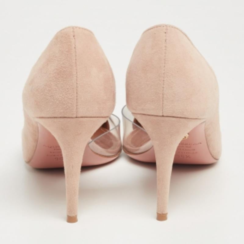Aquazzura Beige Suede and PVC Eclipse Pumps Taglia 36.5 in vendita 1