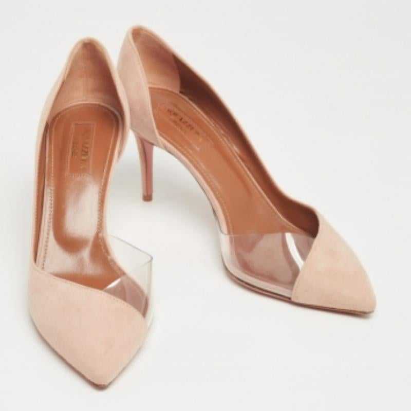 Aquazzura Beige Suede and PVC Eclipse Pumps Taglia 36.5 in vendita 3