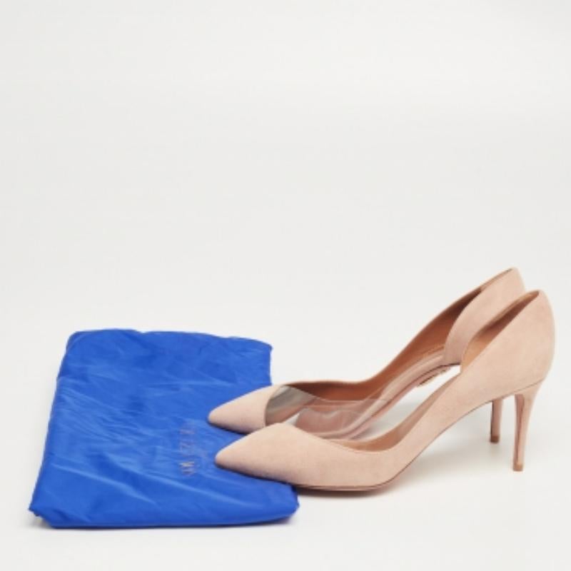 Aquazzura Beige Suede and PVC Eclipse Pumps Taglia 36.5 in vendita 5