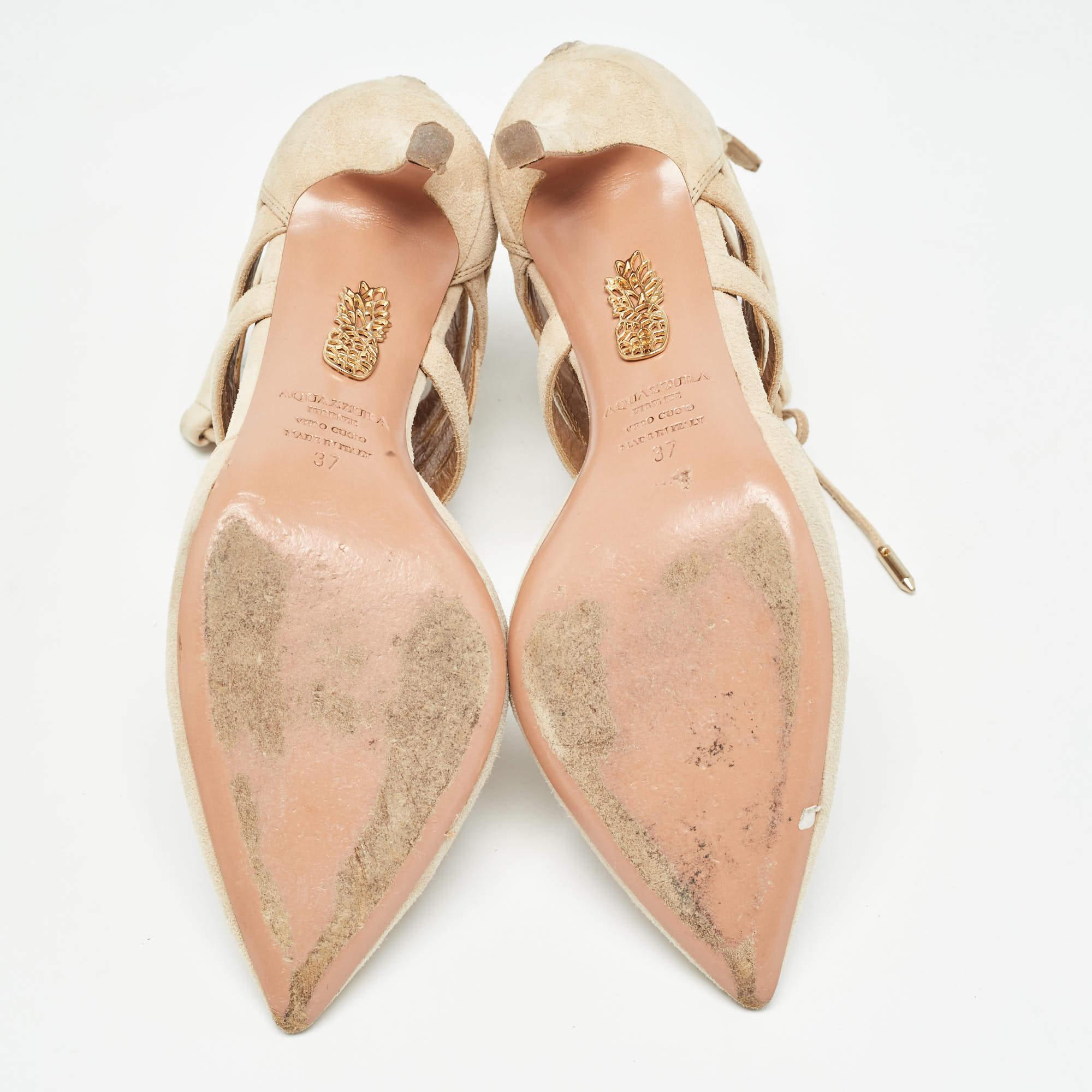 Aquazzura Beige Suede Belgravia Pumps Size 37 For Sale 2
