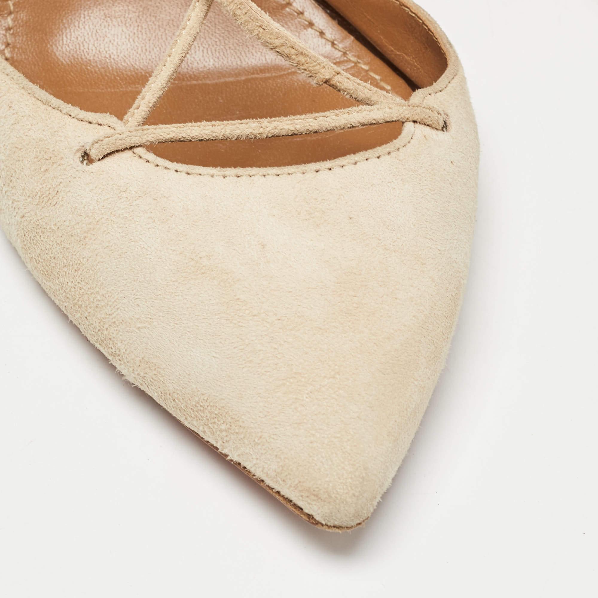 Aquazzura Beige Suede Belgravia Pumps Size 37 For Sale 3
