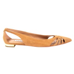 AQUAZZURA beige suede CECE Ballet Flats Shoes 38