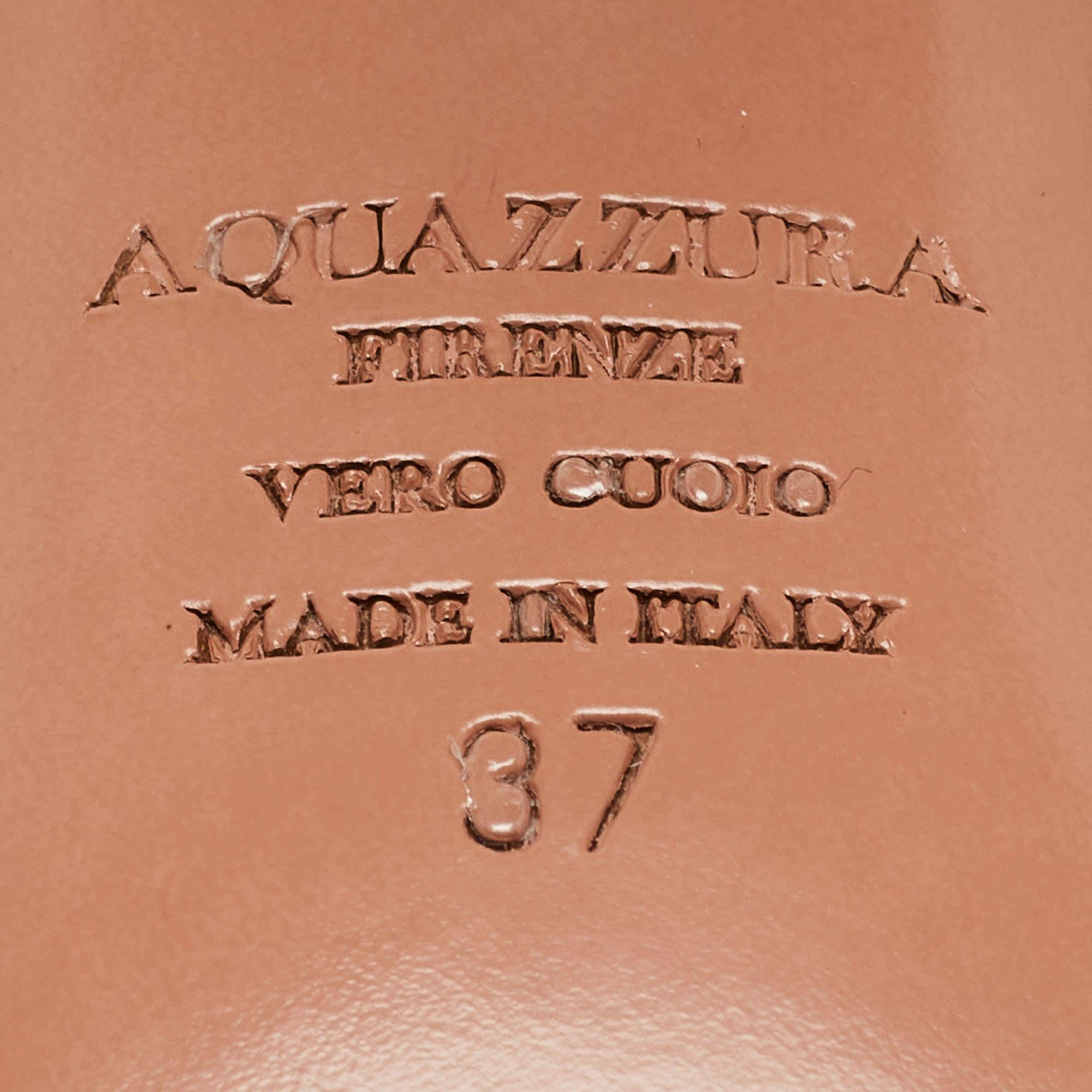 Aquazzura Beige Wildleder bestickte und gesteppte T-Bar-Sandalen mit Knöchelriemen Größe 37 3