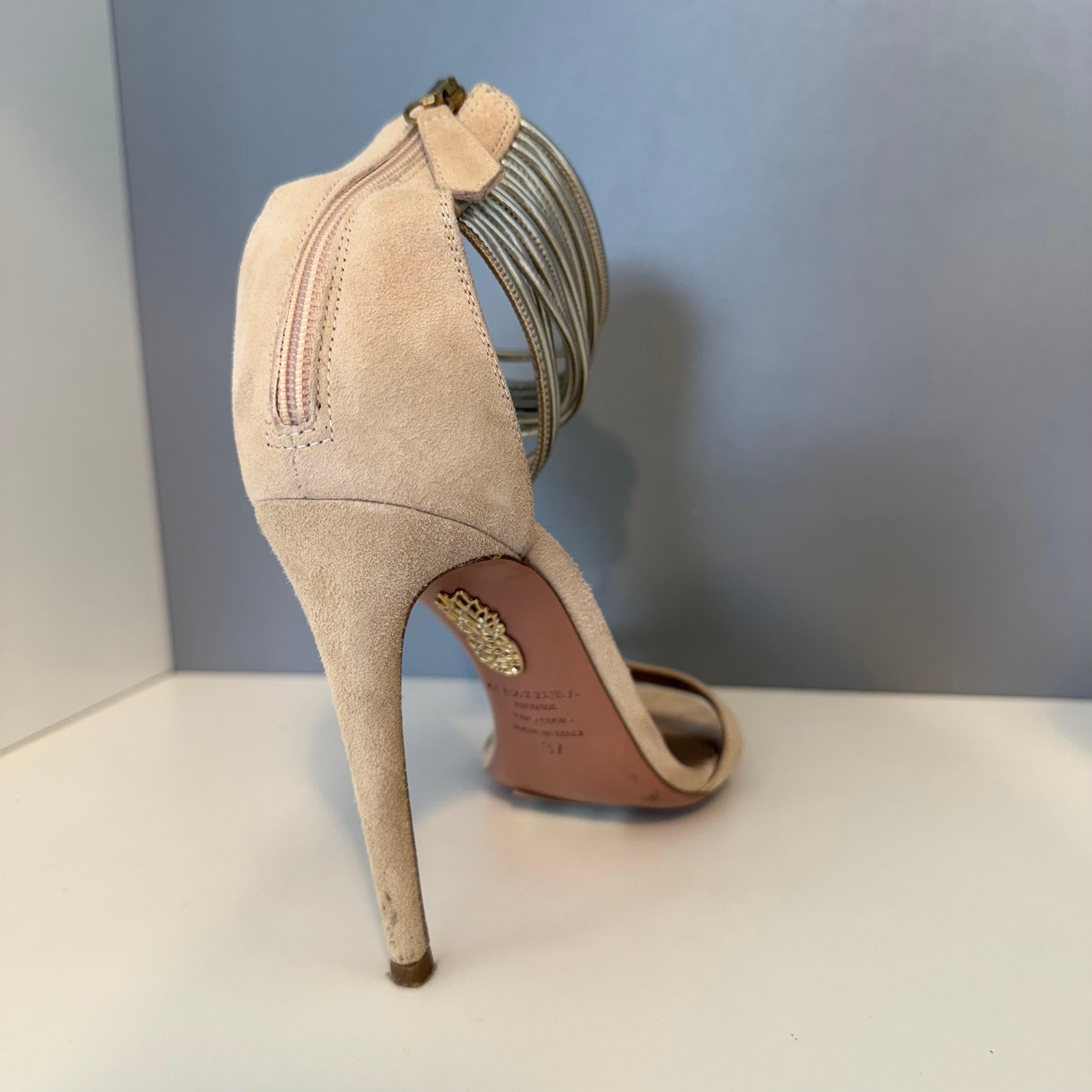 Donna Aquazzura Sandali alti in camoscio beige IT 37 in vendita