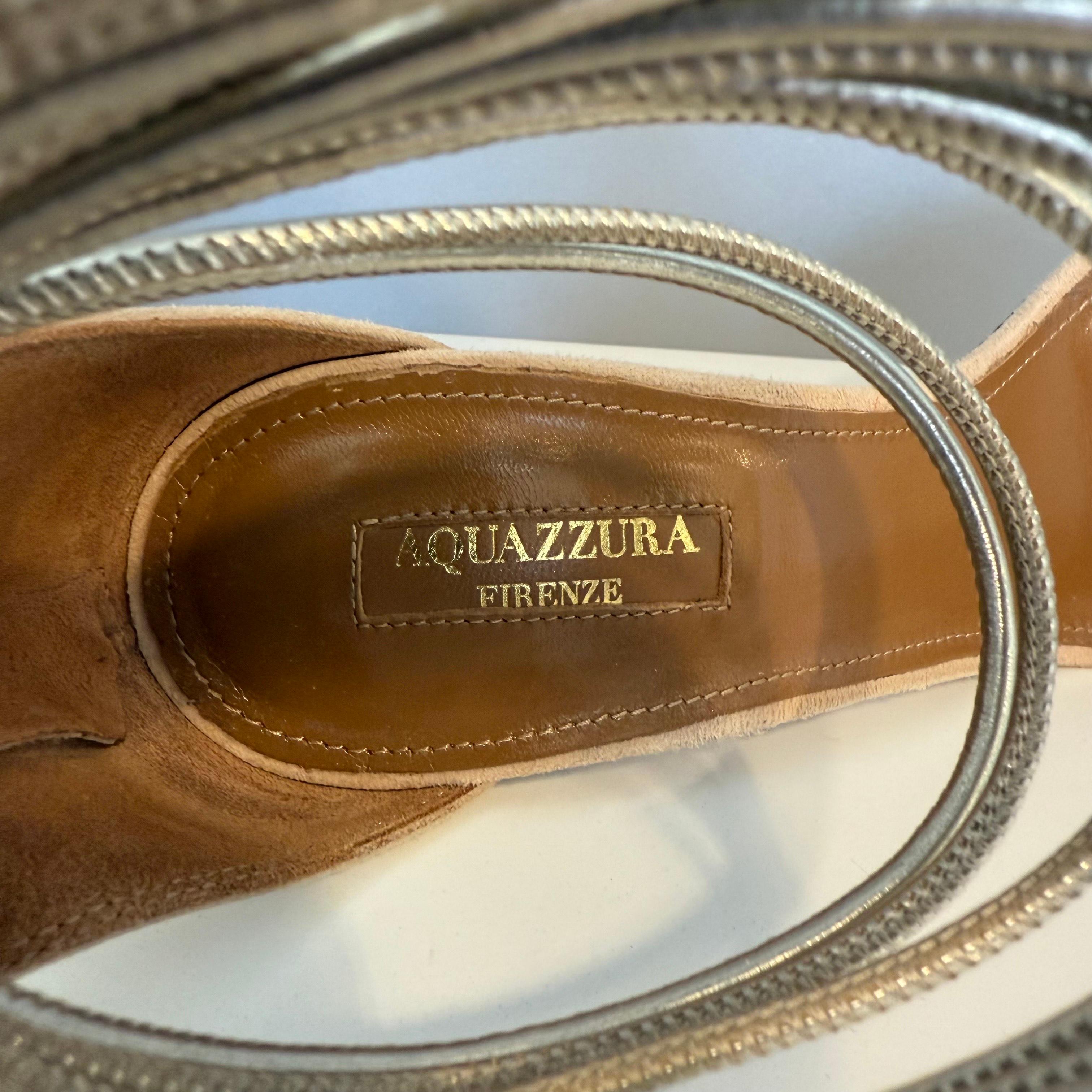 Aquazzura Sandali alti in camoscio beige IT 37 in vendita 1