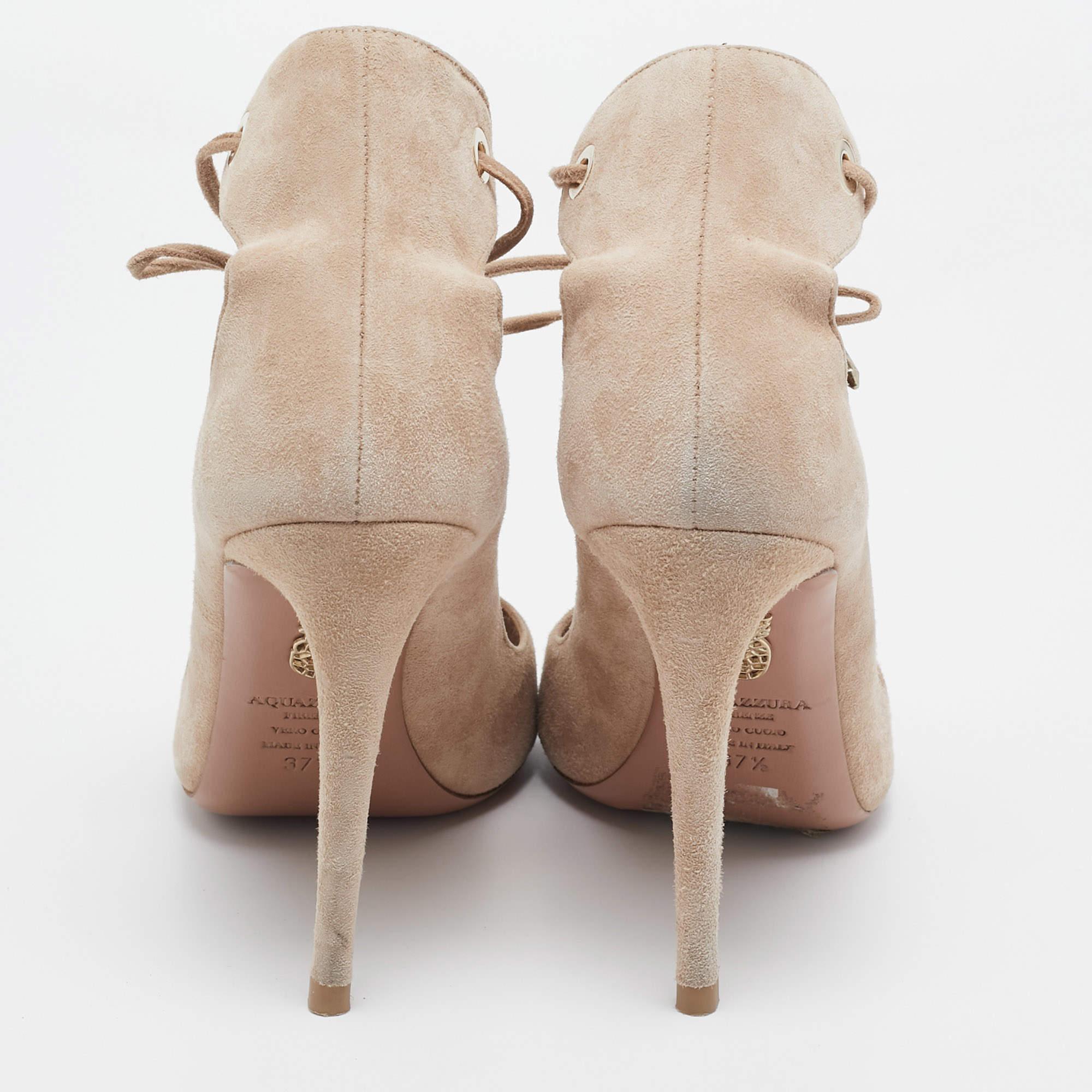 De las mujeres Aquazzura Sandalias con cordones Tango de ante beige Talla 37.5 en venta
