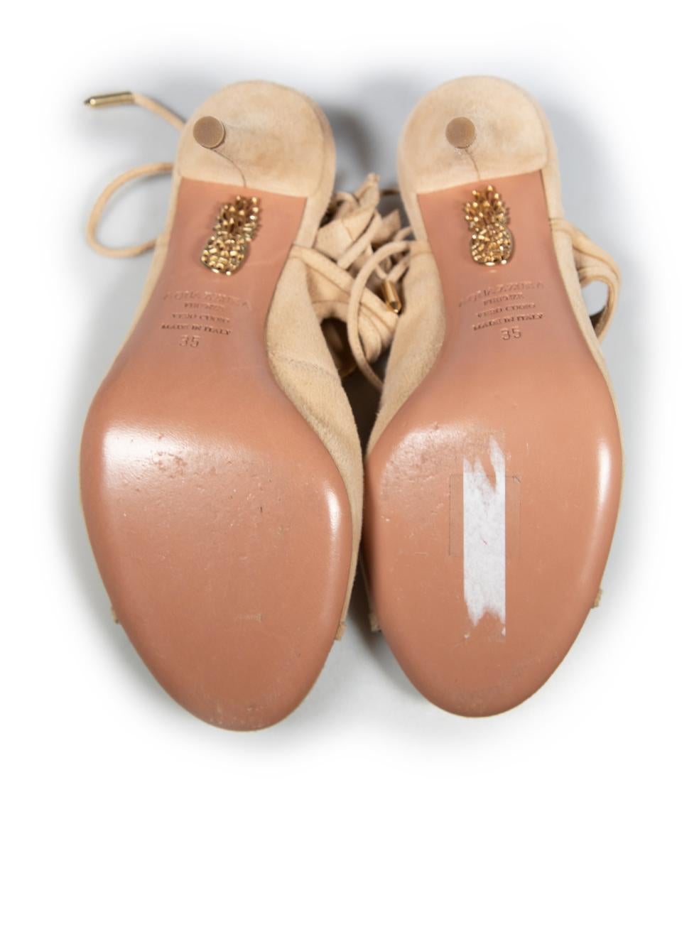 Women's Aquazzura Beige Suede Tie Up Sandals Size IT 35