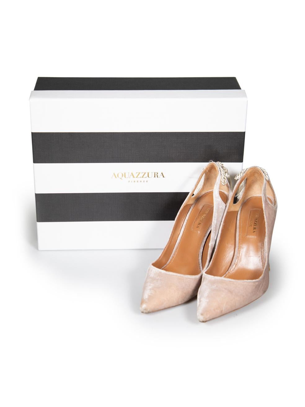 Bombas Aquazzura Beige Terciopelo Forever Marilyn 105 Talla IT 36 en venta 1