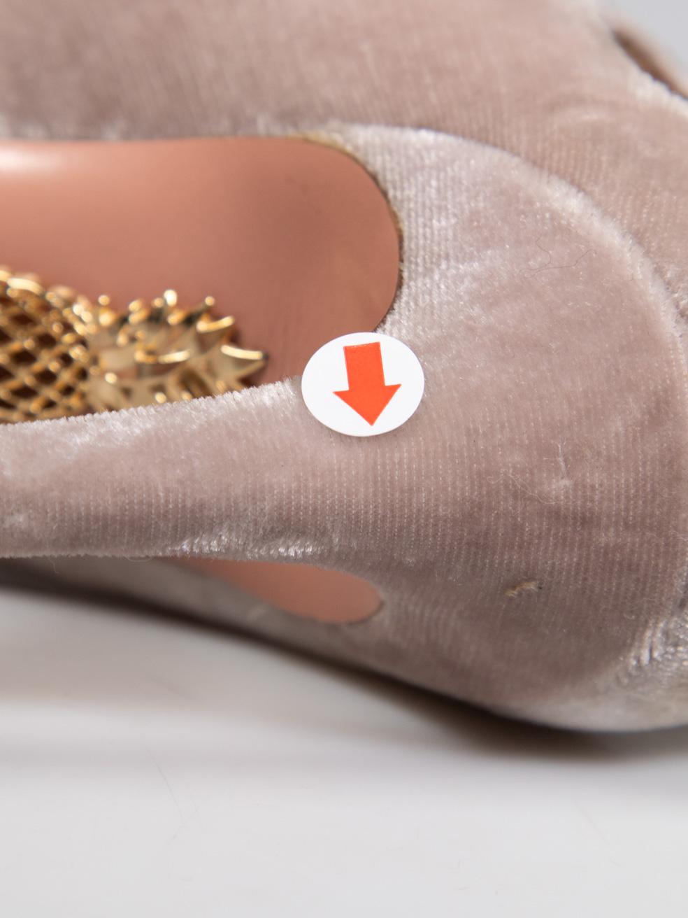 Bombas Aquazzura Beige Terciopelo Forever Marilyn 105 Talla IT 36 en venta 5