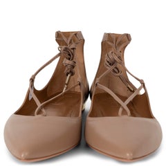 AQUAZZURA Biscotto : ballerines à lacets CHRISTY en cuir marron, taille 42