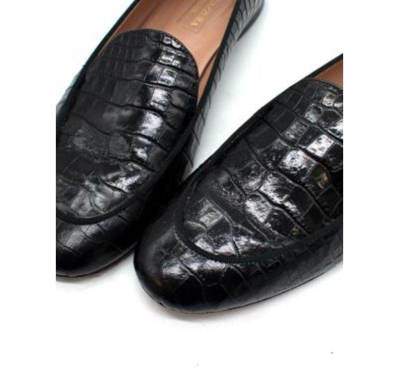 MIU 26 Casual Loafers Black Crocodile Embossed Calfskin 631625