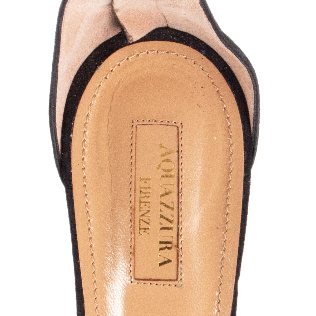 Women's AQUAZZURA black & gold suede MOON RAY 50 Sandals Shoes 42