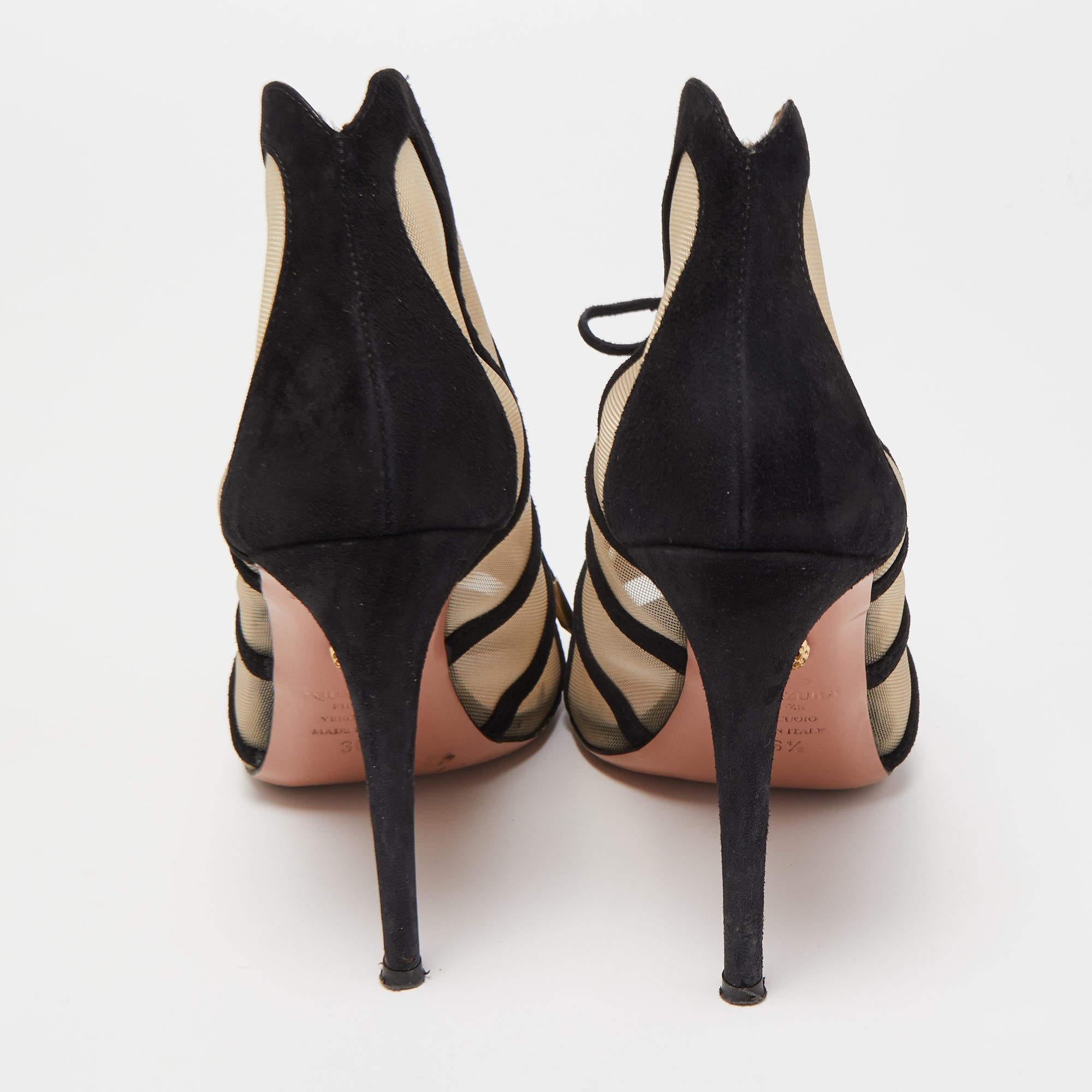 Aquazzura Bottines noires à lacets et daim à lacets, taille 36,5 Pour femmes en vente