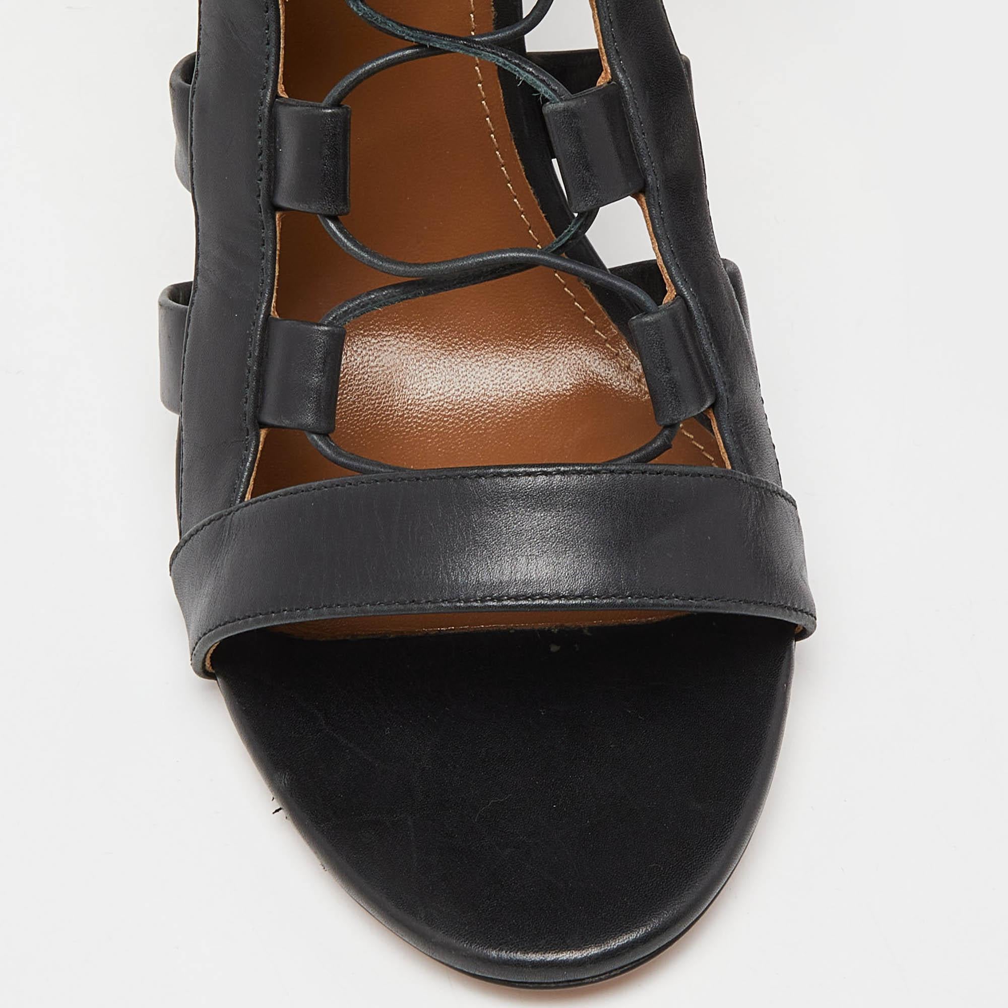 Aquazzura Black Leather Amazon Sandals Size 39 3