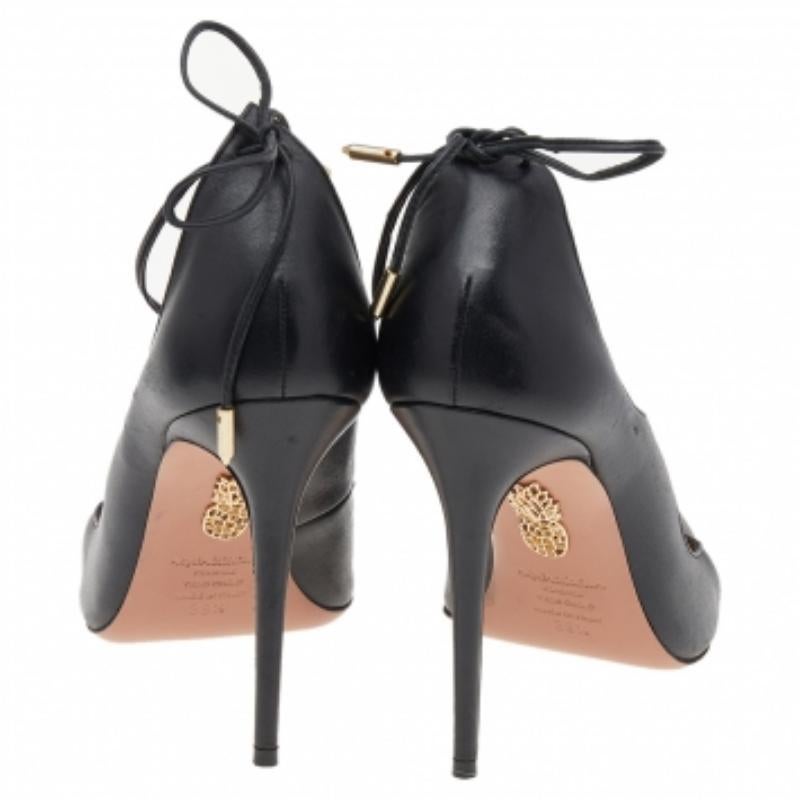 Aquazzura Leather Christy Lace Ankle Wrap Pumps Size 38.5 2