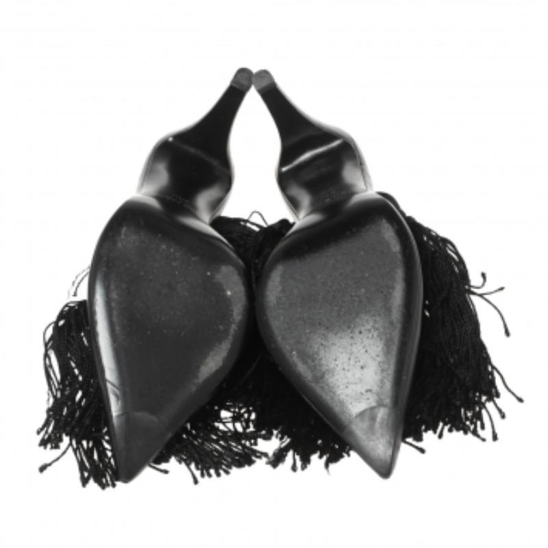 Aquazzura Nero  Pelle  Sandali con frange alla caviglia misura 38,5 In condizioni buone in vendita a Dubai, Al Qouz 2
