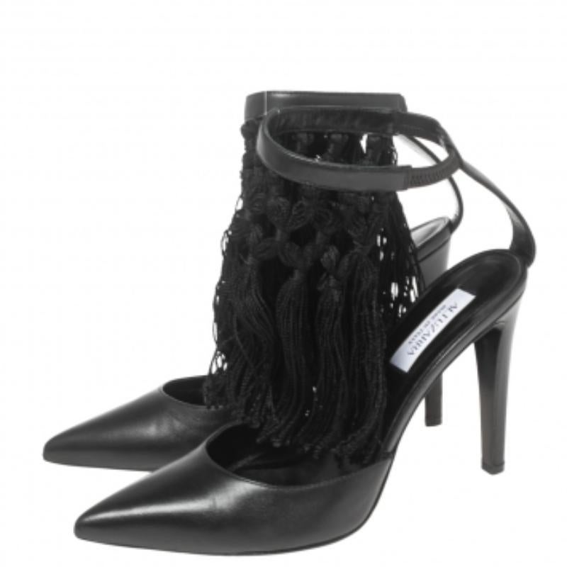 Aquazzura Nero  Pelle  Sandali con frange alla caviglia misura 38,5 in vendita 1