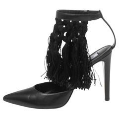 Aquazzura Nero  Pelle  Sandali con frange alla caviglia misura 38,5